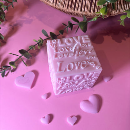 Love Box – Engraved Cube Candle with Timeless Charm