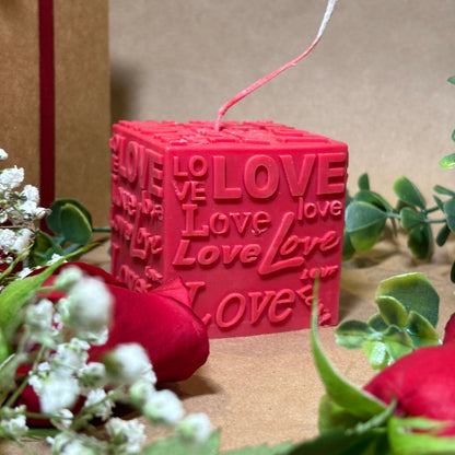 Love Box – Engraved Cube Candle with Timeless Charm