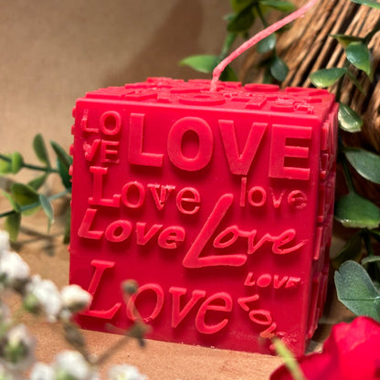 Love Box – Engraved Cube Candle with Timeless Charm