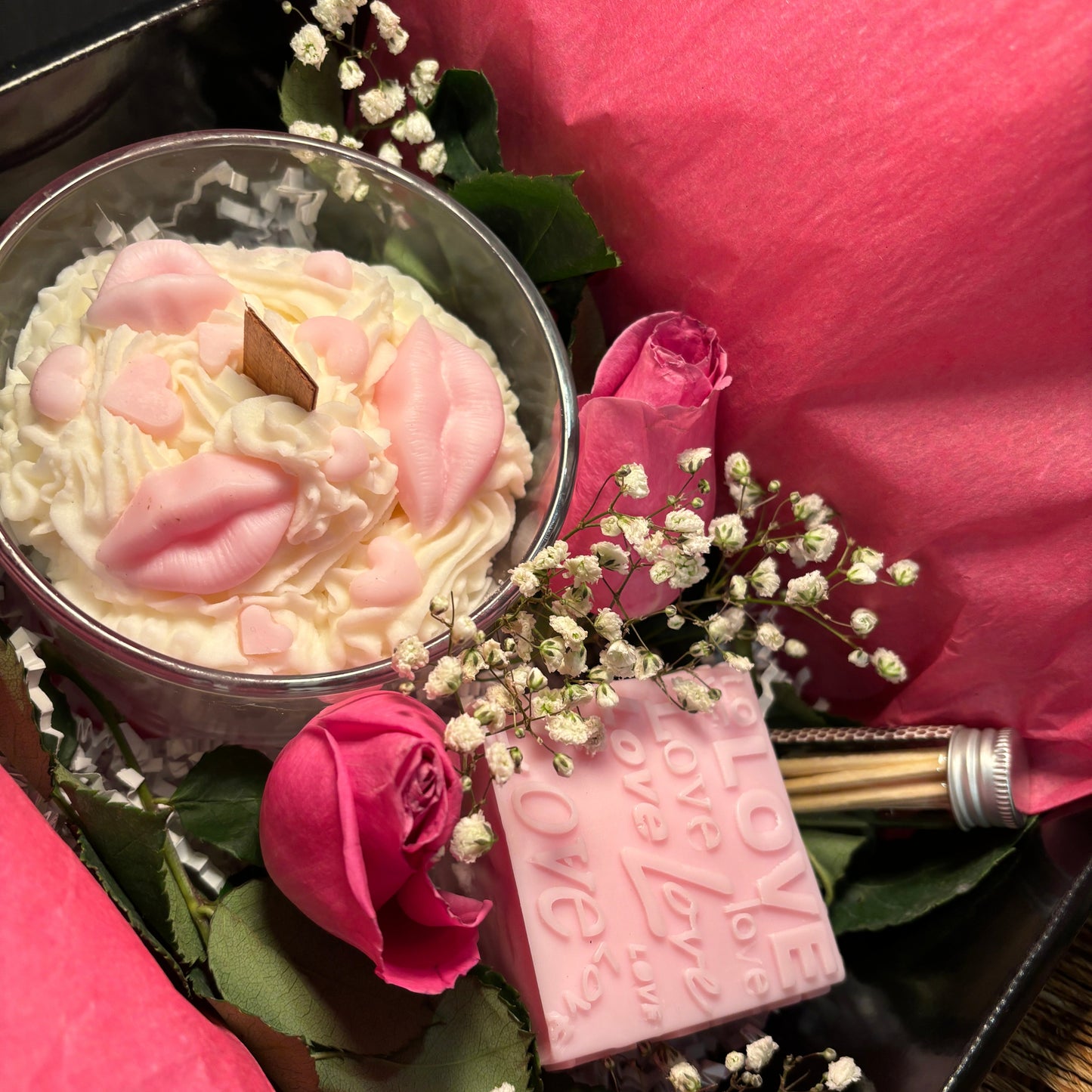 Blush & Bloom Gift Box -  Cotton Kiss & Love Square Candle Set