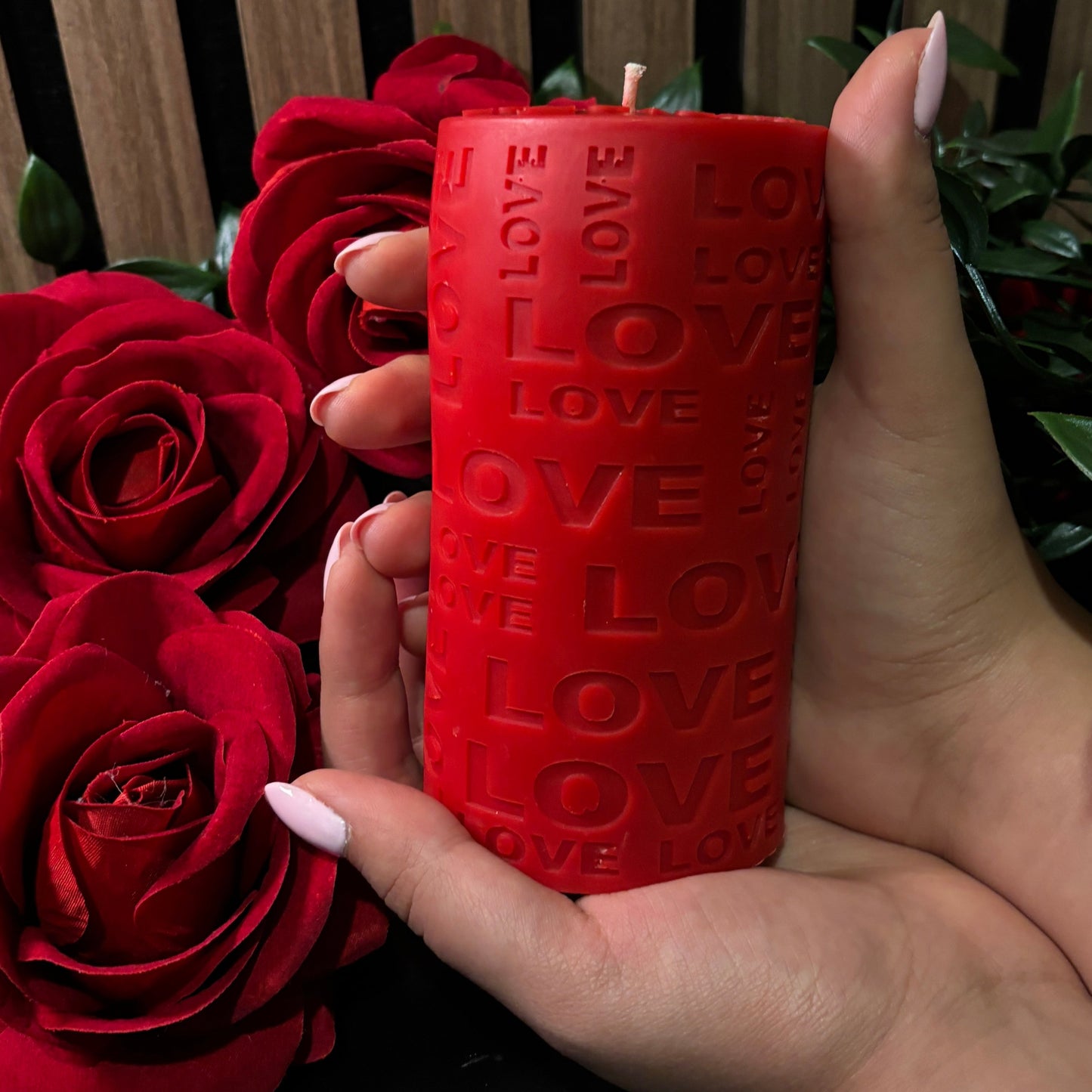 Love Goes Around – LOVE Engraved Candle